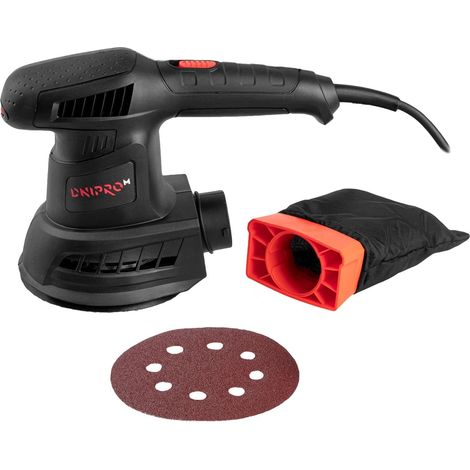 Lijadora excéntrica Dnipro-M PE-50S 420W, 125 mm, regulador de velocidad, bolsa para polvo y disco P80 (1/5)