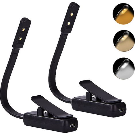 Lampe de lecture de chevet, lot de 2, 3 couleurs, gradation continue de la luminosité, rechargeable (1/5)