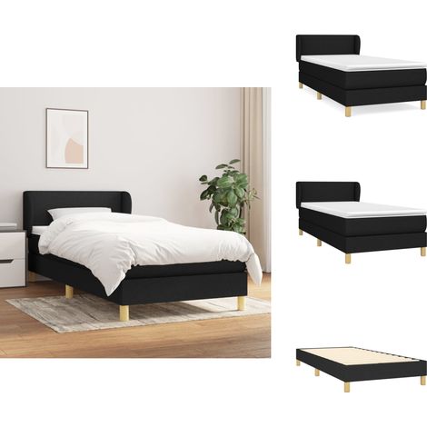 Boxspringbett mit Matratze Schwarz 90x190 cm Stoff - Boxspringbett - Doppelbett - Schlafraum - Bettgestell - Bettenrahmen (1/5)