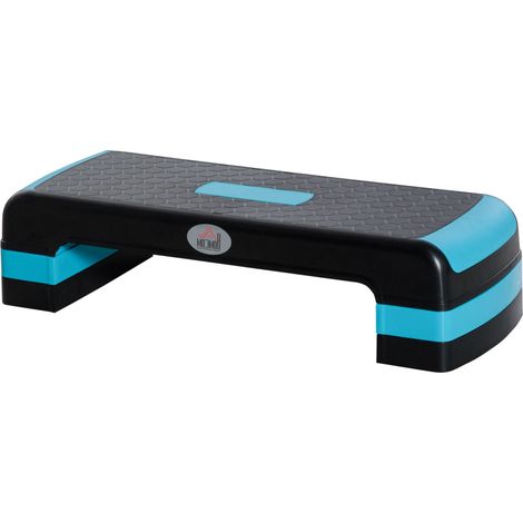Step Fitness per Aerobica 78x28xh10-15-20 cm Altezza Regolabile in Plastica Nero e Blu (1/5)