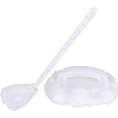 Brosse de Toilette Manuelle 1 Set en Nylon Fibre Abs, Blanc Portable et Légère, Brosse de Nettoyage pour Salle de Bain, Accessoire pour Cuvette et Baignoire (1/5)