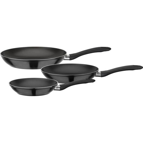 Set de poeles - GSW - NOVA NOIR - 3 pieces - 20/24/28 cm - Aluminium forgé - Revetement VITAFLON - Induction