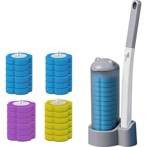 Toilet Brush and Brackets, Replaceable Toilet Brush Bathroom Cleaning Products and Accessories Toilet Brush Deep Cleaning (Grey) (1/4)