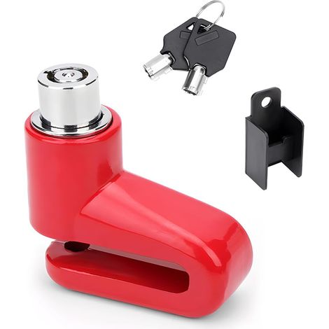 Verrouillage De Disque Vélo, Verrouillage De Sécurité Pour Moto, Serrure De Frein à Disque Pour Moto, Serrure à Disque Frein Moto Et Vélo Pour Usage Intensif Et Antivol, Scooter Vélo(Rouge) (1/5)
