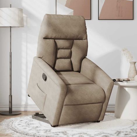 vidaXL Fauteuil inclinable taupe tissu microfibre (1/5)
