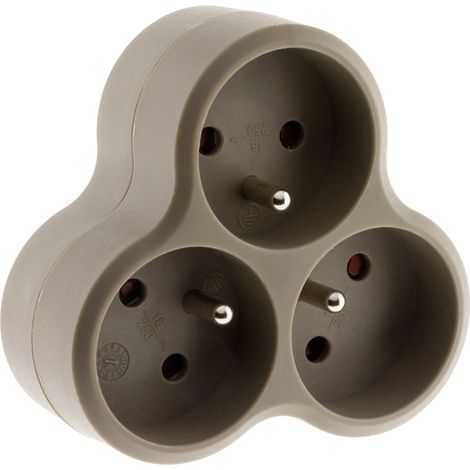 Multiprise triplite triangulaire 16A - Taupe - Zenitech