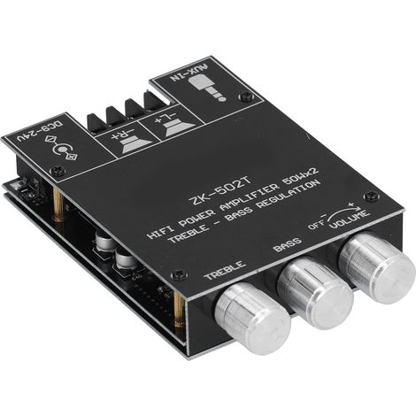 Module de carte d'amplificateur de puissance Bluetooth stéréo double canal avec réglage des hautes et basses fréquences ZK-502T