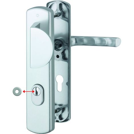 Ensemble de sécurité palière à tirage sur grande plaque CONFLUENCE épaisseur de porte 37 à 52 mm argent F1 - HOPPE