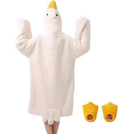 Couverture de voyage en duvet d'oie avec capuche, couverture surdimensionnée en duvet de canard avec capuche, compatible avec les adultes et les enfants, sac de couchage chaud et confortable (Oie blan (1/5)