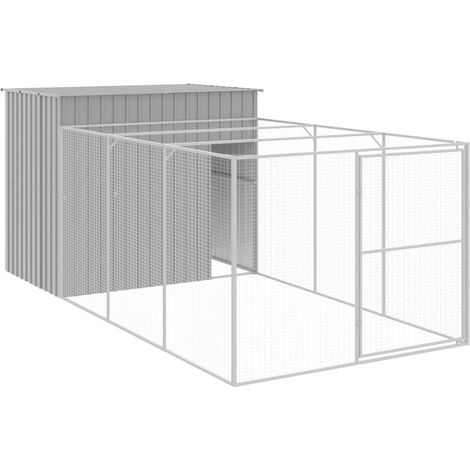 Cuccia per cani con cortile luminoso 214 x 457 x 181 cm grigio 020043508