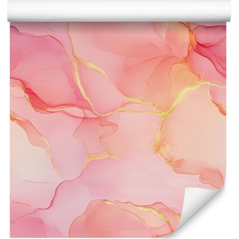 Papier peint corail encre, rose poudré et crème pour salon et chambre 50x1000 cm (1/5)