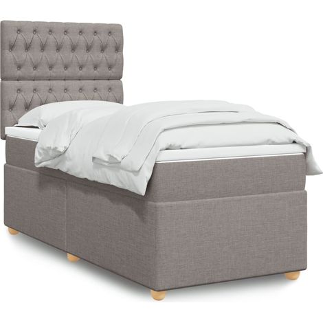 Boxspringbett mit Matratze Taupe 90x200 cm Stoff