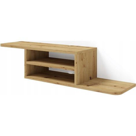 Meuble TV 90x20x22 cm Chêne artisan DELA meuble Hi-fi avec étagère (1/5)