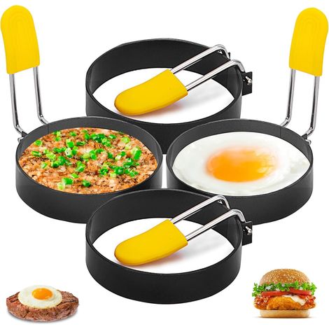 4er-Pack Spiegeleierformen, antihaftbeschichtet, Pfannkuchenform aus Edelstahl, Eierformer für Hamburgerpfannkuchen, Eier, Minipfannkuchen, Sandwiches