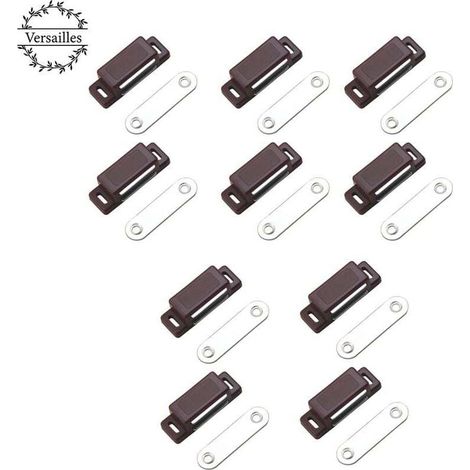 Loqueteau magnétique puissant – force de maintien 4kg – lot de 10 - brun – aimant porte – loqueteau aimant – aimant placard – aimant porte de placard, Versailles (1/4)