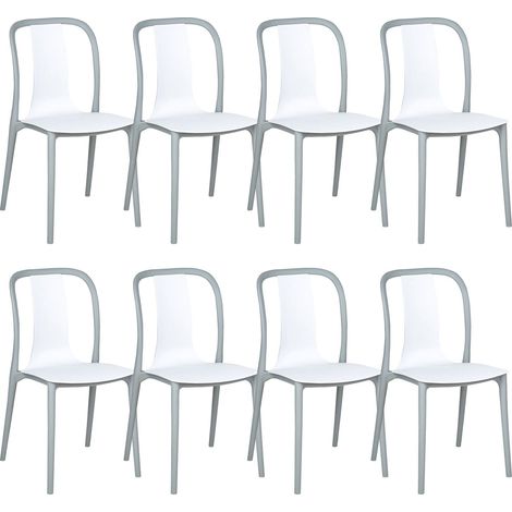 Set of 8 Garden Chairs SPEZIA White (1/5)