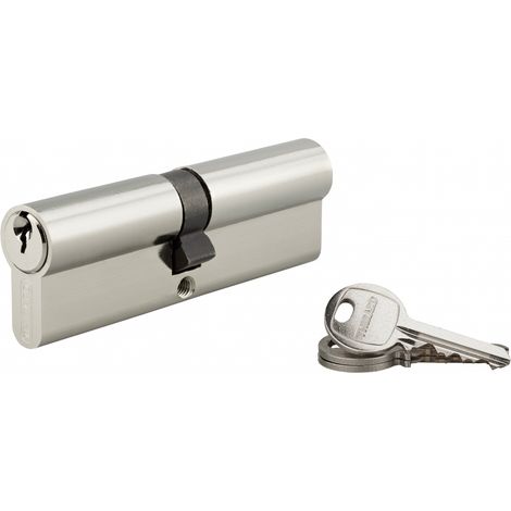 Cylindre de serrure double entrée SA UNIKEY (achetez-en plusieurs, ouvrez avec la même clé), 50x50mm, 3 clés, nickelé - THIRARD