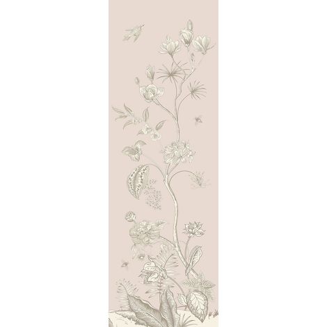 Poster Thème fleurs blanches et fond rose  - 90 x 270 cm