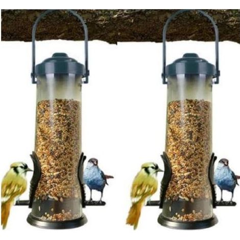 2 Pack Mangeoire Oiseaux Exterieur, Tube Mangeoire Oiseaux avec Un Support De Repos, Graine Tournesol Oiseaux Suspension, pour Attirer Toutes Sortes De Distributeur Graines Oiseaux Exterieur (A) (1/5)