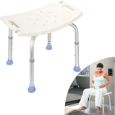 TolleTour Sgabello da Doccia Quadrato Regolabile (7 Livelli), Sedia da Bagno Antiscivolo per Anziani e Disabili, 150kg (1/5)