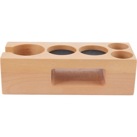 Support à Tasseur à Café en Bois 5 Trou Anti-Dérapant avec Tapis pour Café Maison