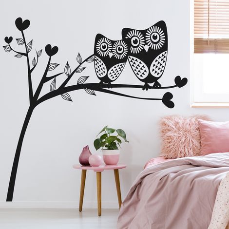 Sticker Mural - Arbre Hiboux - 27x29 cm - Noir (1/3)