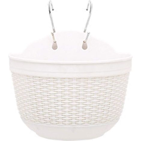 Selbstbewässernder hängender Blumentopf mit Wasserreservoir für Wand- oder Gartendekoration, 25 x 16,5 x 15 cm, weiß - Crezuo
