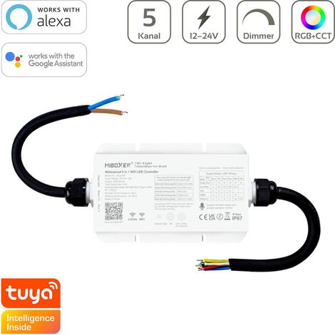 MiBoxer RGB+CCT Smart WiFi LED Controller IP67 5 Kanal 12/24V WiFi Tuya Alexa Google Steuerung WL5-WP (1/5)