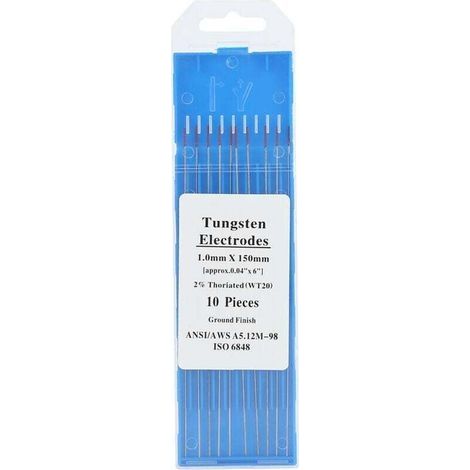 Tige en tungstène thorié, aiguille en tungstène à tête rouge WT20 (1.0mm x 150mm), 10 pièces (1/4)