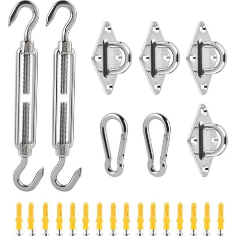 Kit di fissaggio per vela ombreggiante da 40 pezzi, kit di installazione per vele ombreggianti in acciaio inossidabile, kit di fissaggio per l'installazione di vele ombreggianti