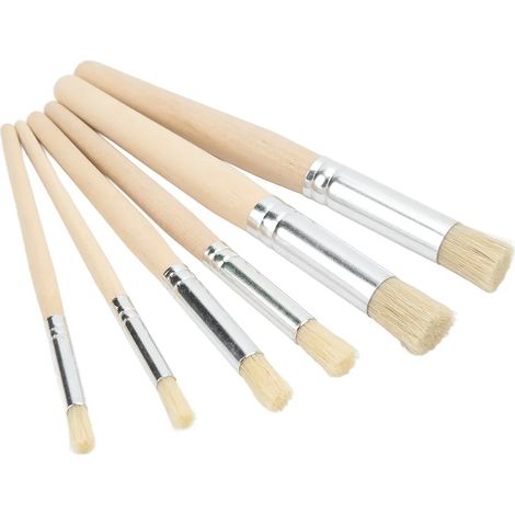 Ensemble de 6 pinceaux à pochoir, manche en bois, pour aquarelle, acrylique et projets artistiques DIY (1/5)