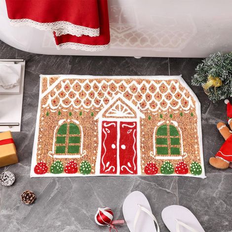 Tapis De Seuil - Maison En Pain D'Épices - Fibres Naturelles - Antidérapant - Lavable - Pour Intérieur Et Extérieur - 1 Pièce (1/5)