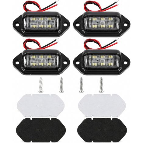 4 lampes LED pour éclairage de plaque d’immatriculation - Feux arrière étanches 6SMD pour véhicules 12V/24V - Compatible avec camions, caravanes et remorques - Éclairage puissant et écoénergétique (1/5)