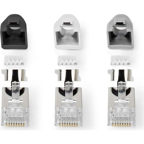 Connecteur RJ45 - - CCBW89390GY - FTP solide/toroné CAT7 - Plaqué or - 10 pièces - PVC - Gris (1/4)