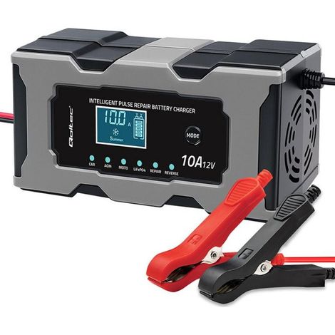 Qoltec 52493 Cargador de 12V 10A  Rectificador con función de reparación para baterías AGM GEL LiFePO4  LCD (1/5)