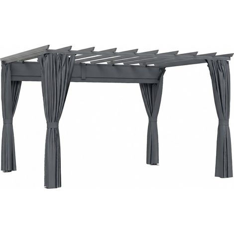 Pergola-Pavillon 3x3,6m, Aluminiumrahmen, Dunkelgrau