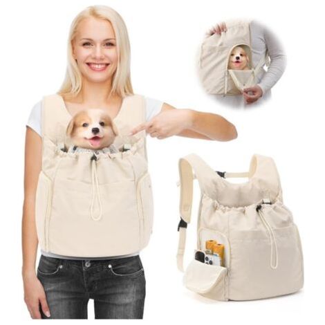 Verstellbarer Hunde-Rucksack, atmungsaktive Reisetasche aus Polyester für Haustiere, Tragetasche für Hunde und Katzen mit Sicherheitsgurt für Outdoor-Aktivitäten wie Wandern, Größe M/Schwarz (1/5)