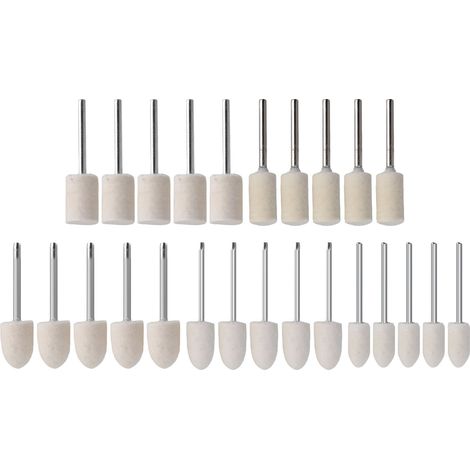Lot de 25 meules polissage feutre laine pour meuleuse accessoire perceuse rotative calibre 3mm cylindre cone (1/5)