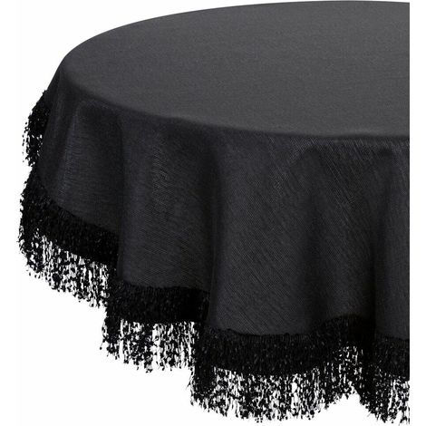 Elegante runde Tischdecke aus Jaspis, 150 cm, schwarz (1/5)