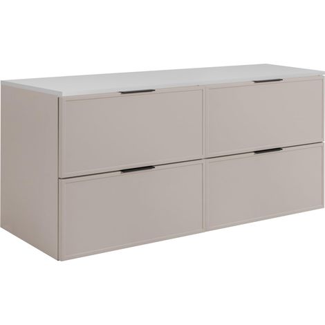 Mobiletto da bagno, Cashmere / Bianco, maniglia nera, 120 (2 x 60) x 46 x 57 cm (1/5)