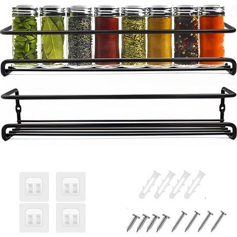Wandmontierter Gewürzorganizer (2er-Set) – Schwarz – Gewürzregal – Küchenaccessoires (1/5)
