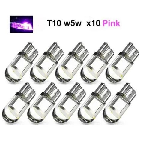 10 Stück lila Lichter, T10 w5w rosa Rosa LED mit 1 COB LED-Chip 12 V DC 10 Packungen lila FLITI