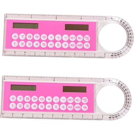 Règle calculatrice de 10 cm, lot 2, en plastique rose (1/5)