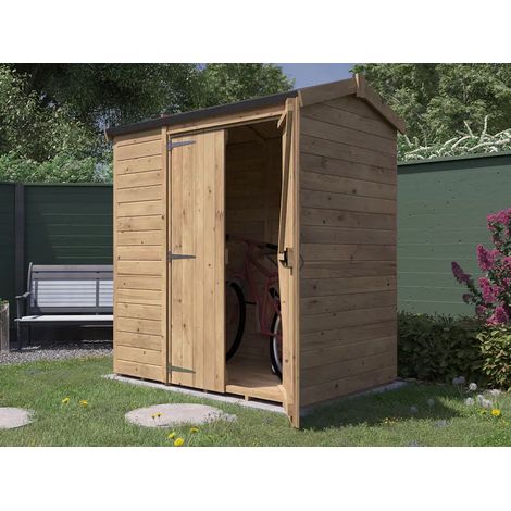 Dunster House Garden Shed 1.8 m x 1.2m Wooden Outdoor Storage Overlord Apex Roof No Window