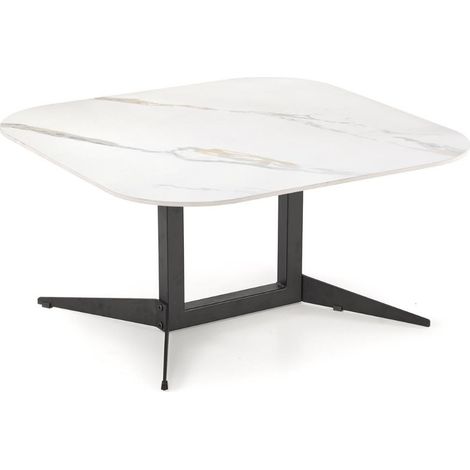 Table basse carrée 80cm - aspect marbre blanc - Isla (1/5)
