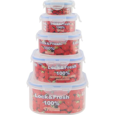 5 boîtes de rangement carrées en plastique pour réfrigérateur, organisateur alimentaire pour réfrigérateur de cuisine (1/5)