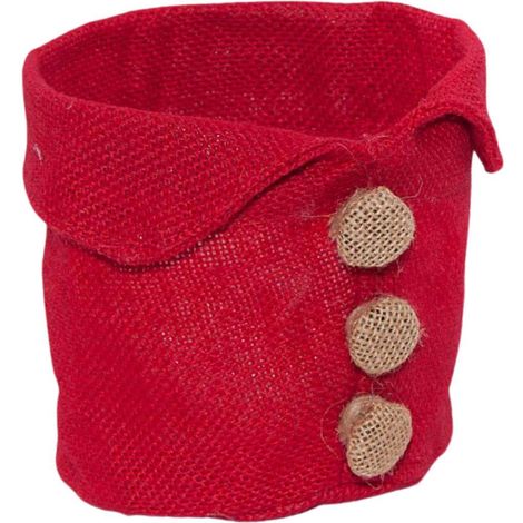 Cache-pot en jute rouge, diam. 13 x H. 10 cm (lot de 10) (1/2)