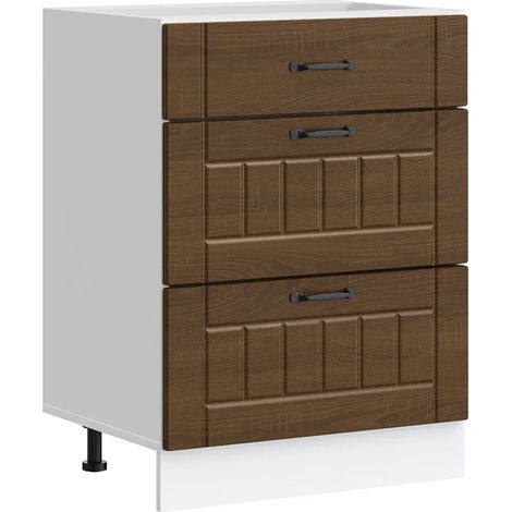 Armadio da cucina Lucca spazio ottimizzato 60 x 46 x 81,5 cm piedini regolabili stile contemporaneo in legno di rovere marrone 020050495