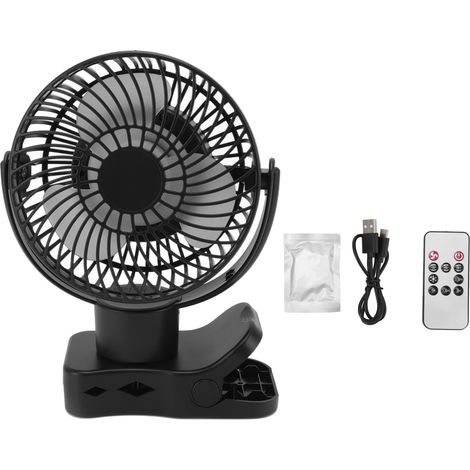 Clip-on ventilateur portable 4000mAh rechargeable avec LED, crochet et télécommande pour camping, golf, poussette, bureau, chambre (1/5)