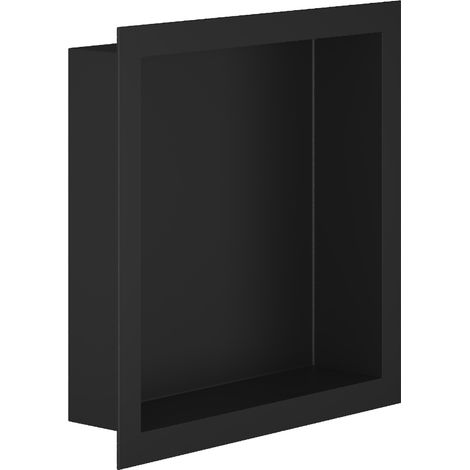 Bc-elec - NHNA303010-BL Niche de douche encastrable 30x30x10cm noir mat avec rebord de 2cm, niche de salle de bain murale (1/5)
